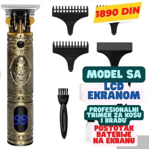 Trimer za bradu i kosu – Brand Trimer A-Kvalitet Zlatni LCD merač baterije