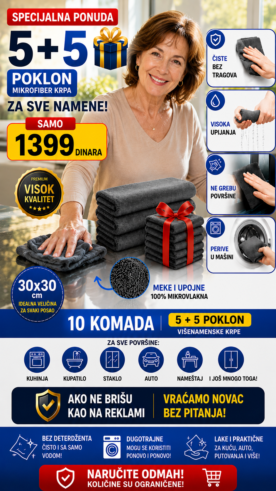 PREMIUM Krpe Od Mikrofibera (set od 5 Komada + 5 POKLON)