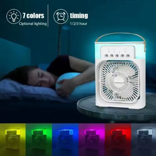 3-u-1 Prenosivi Ventilator-Klima i Ovlaživač Vazduha sa led svetlom– Osveženje Gde god da Ste!