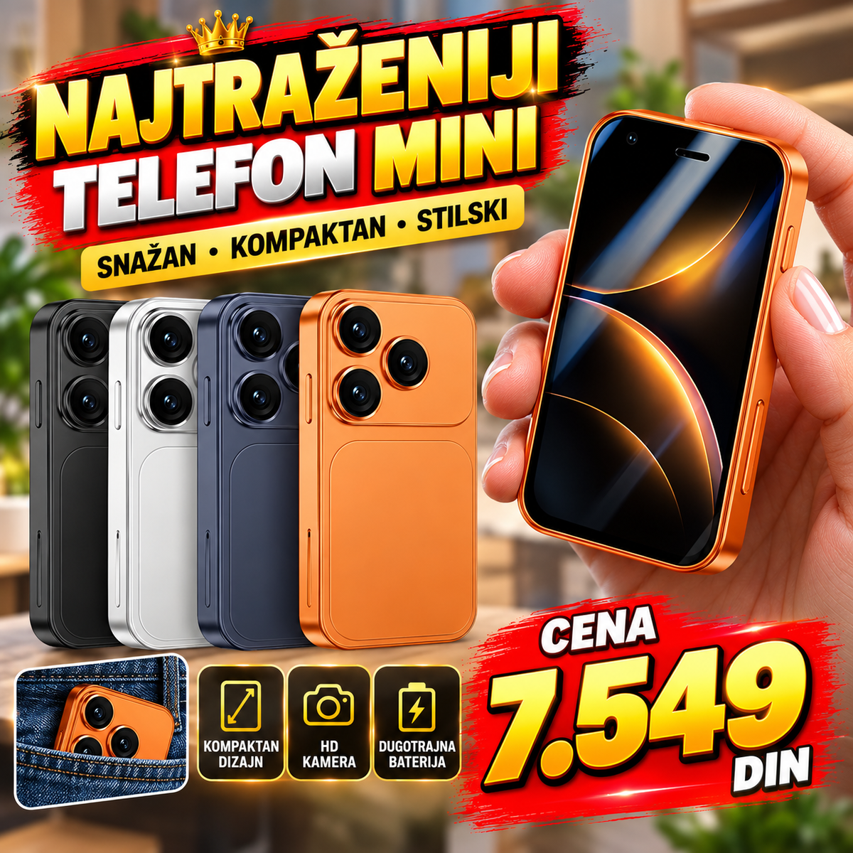 Najtraženiji Mini Telefon sa 2 Sima+POKLON