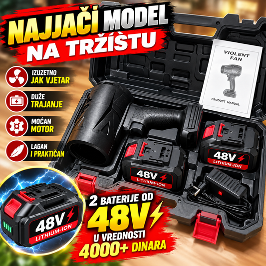 Aku Fen za Duvanje i Sušenje + 2 baterije po 48V