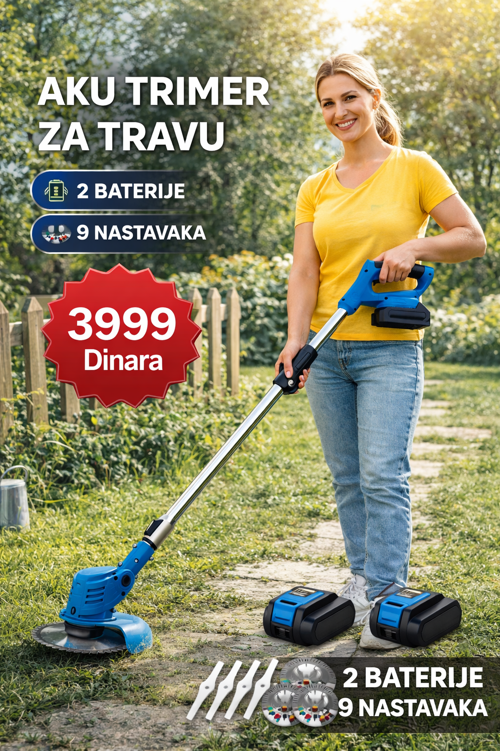 Aku Trimer za Travu + 2 Baterije