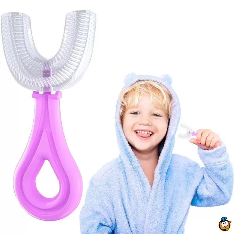 Dečija mekana četkica za zube polukružna – Brand Plava do 6 godina – Brand Roze od 6 do 12 godina