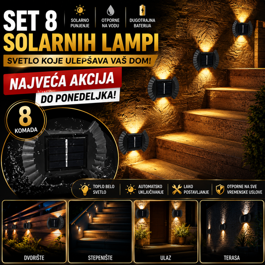 Solarne Lampe gore dole SET 8 Komada