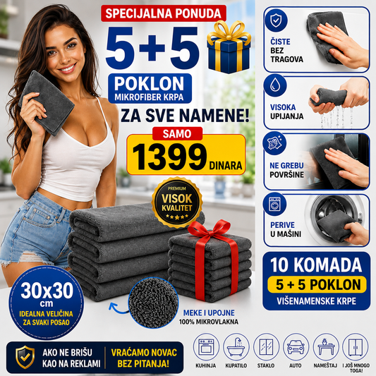 PREMIUM Krpe Od Mikrofibera (set od 5 Komada + 5 POKLON)