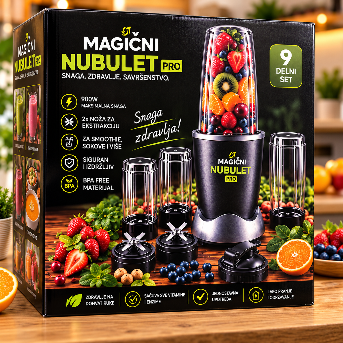 NuBullet Blender Najveći 900W sa 9 dodataka