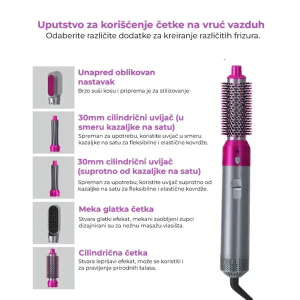Air Styler - 5u1 Stajler sa nastavcima za oblikovanje kose