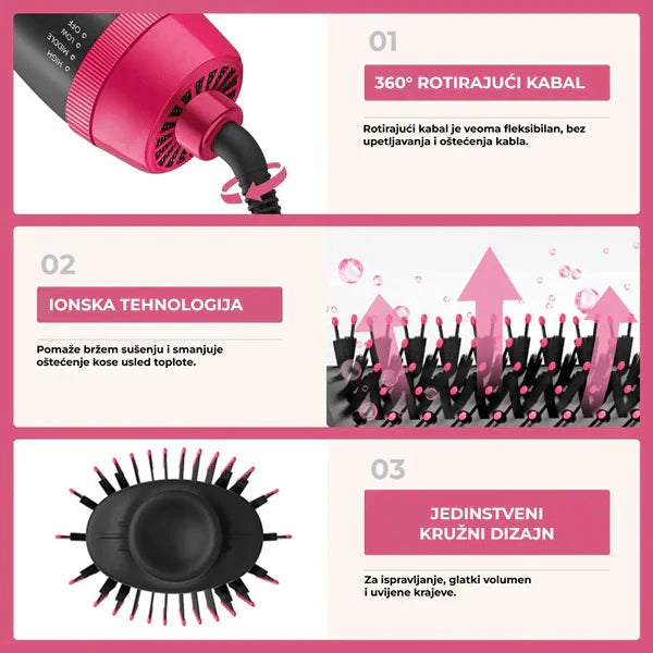 Četka za sušenje i oblikovanje kose 3u1