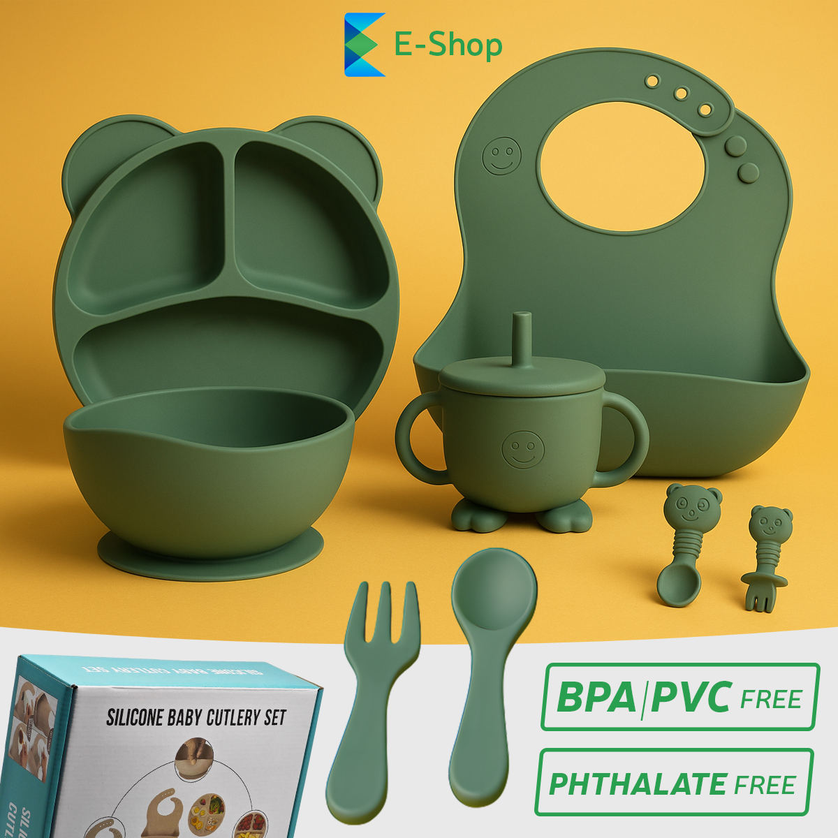 SILIKONSKI SET PRIBORA ZA JELO ZA DECU