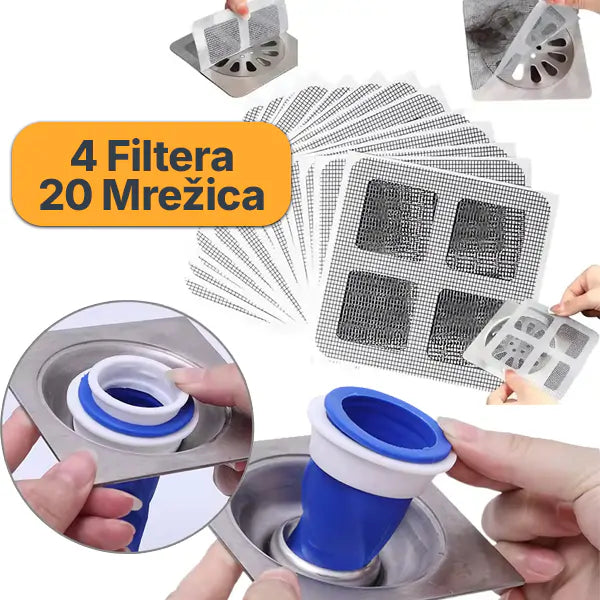 Silikonski filter za odvod i Samolepljive mrežice za odvod PAPAJA COMBO