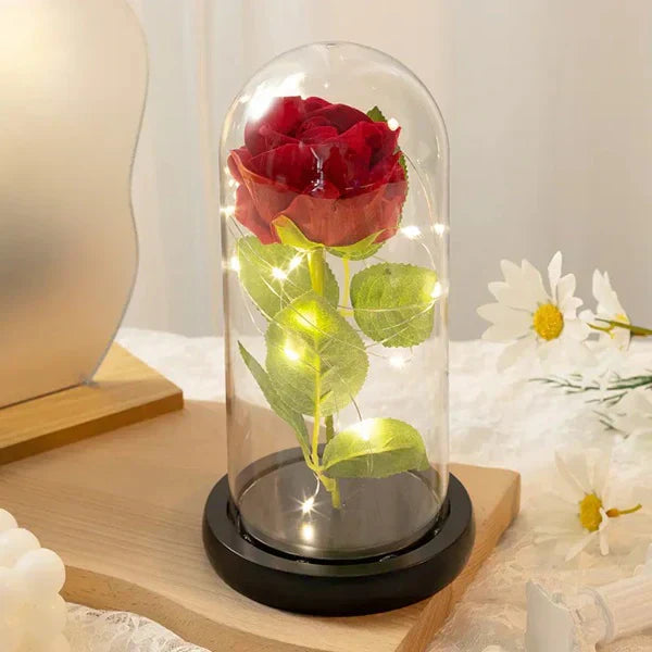 Svetleća zastakljena ruža + Električni otvarač za vino PAPAJA ROMANTIC COMBO