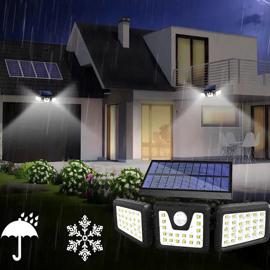 Trostrani solarni LED reflektor sa senzorom