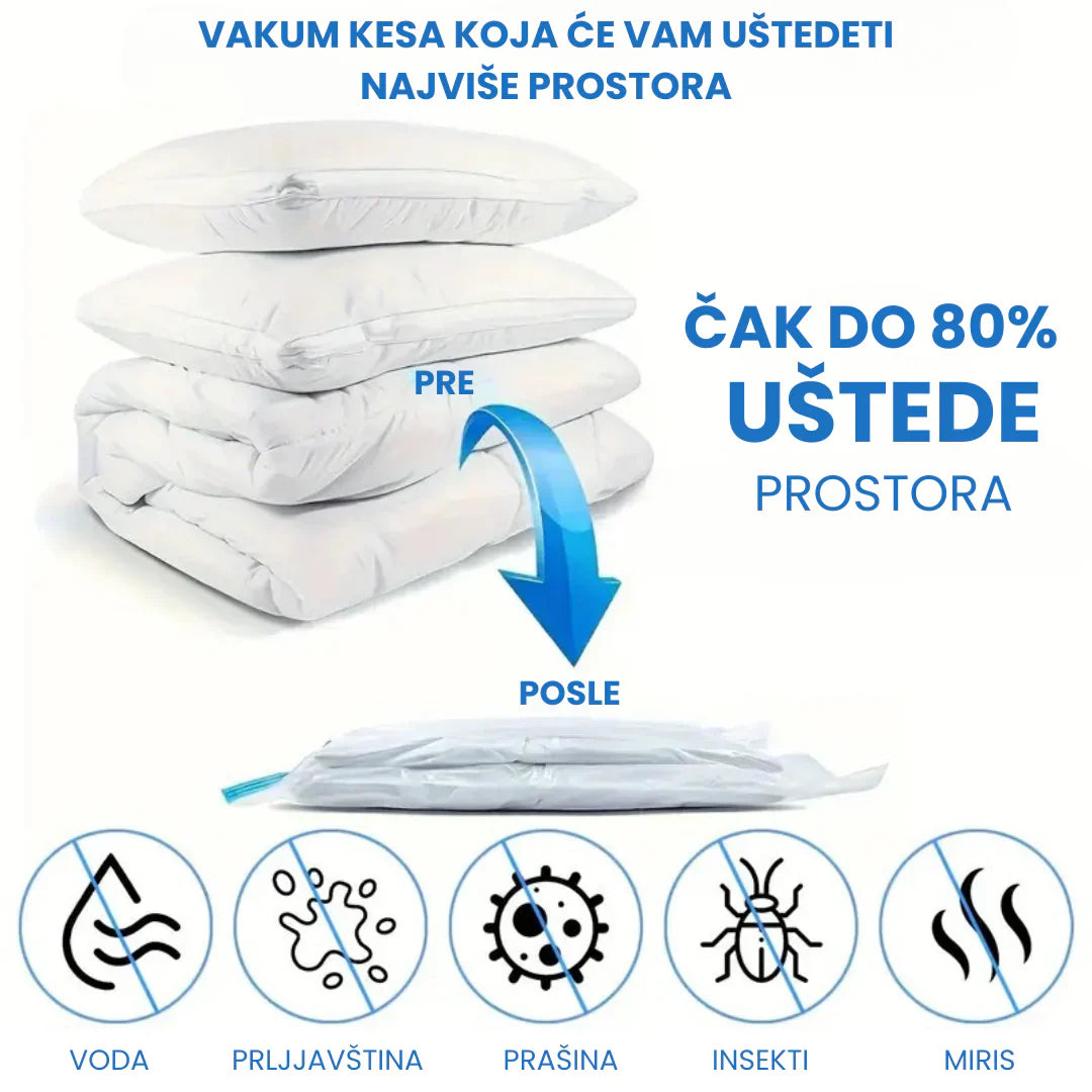 Vakum Kese za Garderobu 10 Komada + Poklon Pumpa