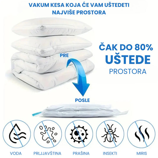 Vakum Kese za Garderobu 10 Komada + Poklon Pumpa