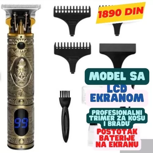 Trimer za bradu i kosu  - Brand Trimer A-Kvalitet Zlatni LCD merač baterije