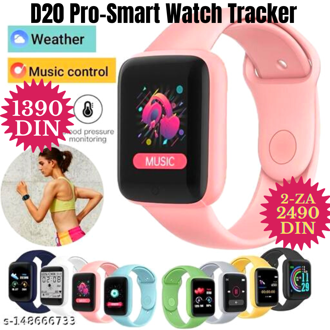 D20 Pro Fitness Tracker Watch  - Boja 2sata-roze+roze