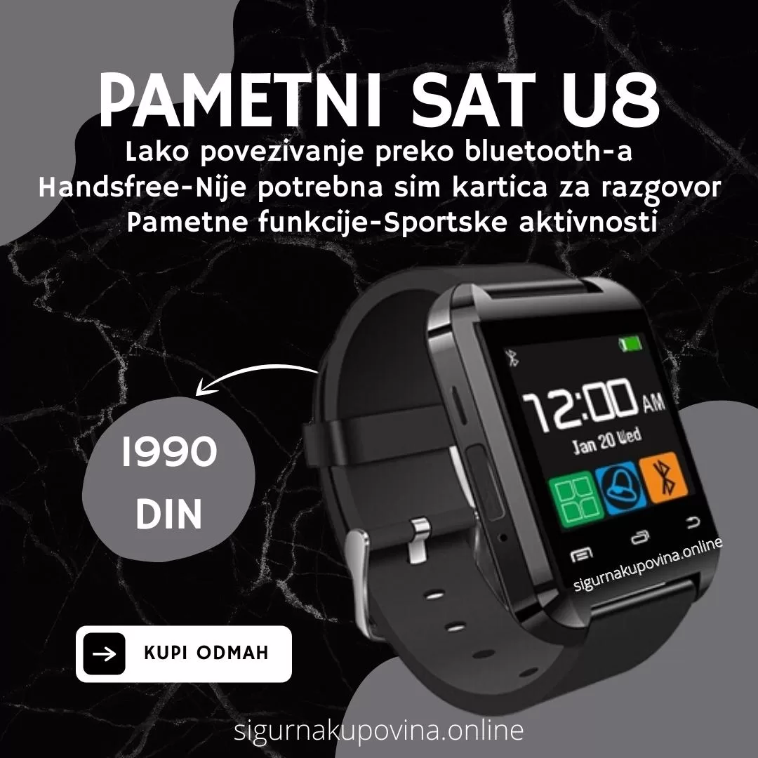 Pametni Elegantni Sat U8  - Boja Crna  - Boja Siva